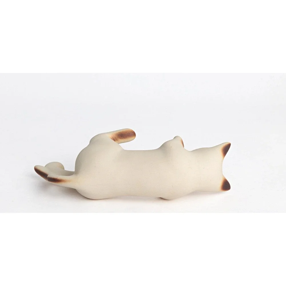 Vintage Siamese Cat Figurine Bisque Porcelain Brown and White